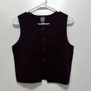 Worthington Dark Sleeveless Button-Up Crop Top